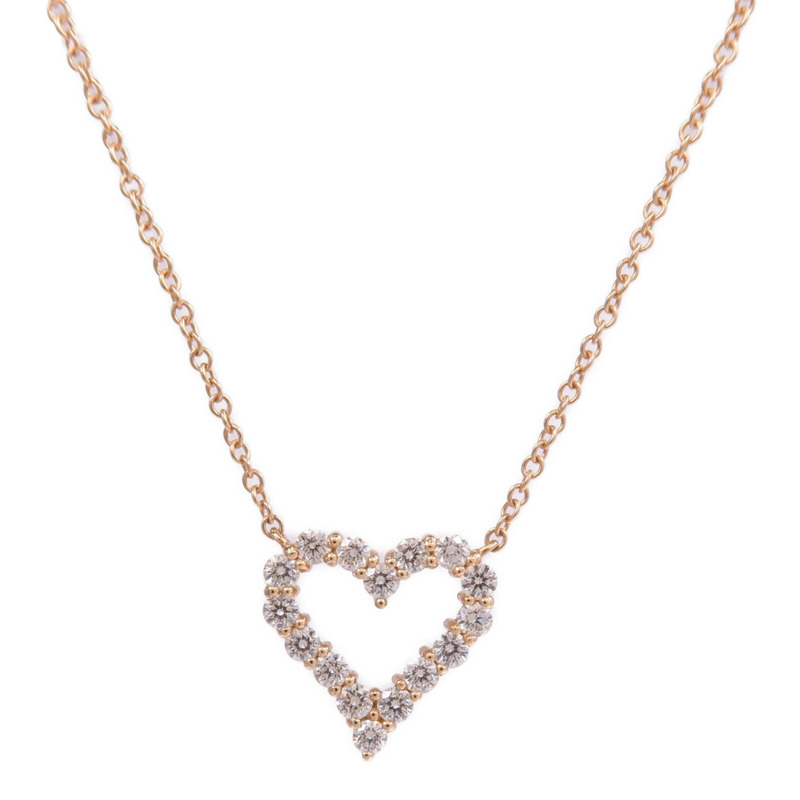 TIFFANY＆CO 18K玫瑰金Heart Pendant鑽石項鍊-2