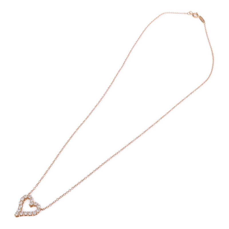 TIFFANY＆CO 18K玫瑰金Heart Pendant鑽石項鍊-3