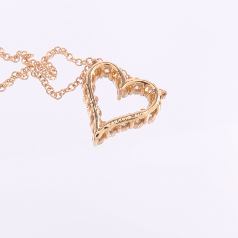TIFFANY＆CO 18K玫瑰金Heart Pendant鑽石項鍊-7
