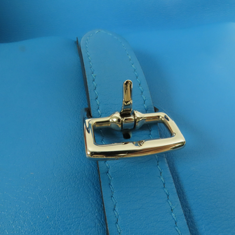 HERMES Swift皮革Mini Halzan銀扣手挽肩背兩用袋Bleu Zanzibar-5