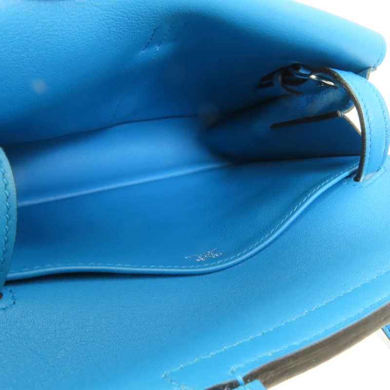 HERMES Swift皮革Mini Halzan銀扣手挽肩背兩用袋Bleu Zanzibar-6