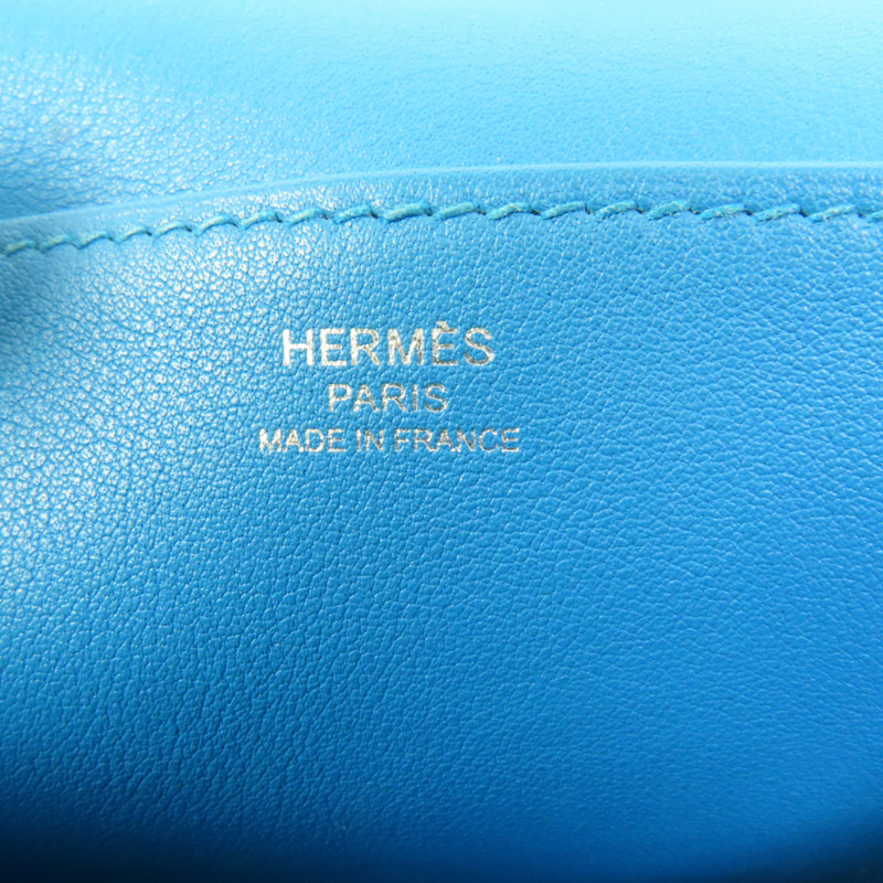 HERMES Swift皮革Mini Halzan銀扣手挽肩背兩用袋Bleu Zanzibar-7