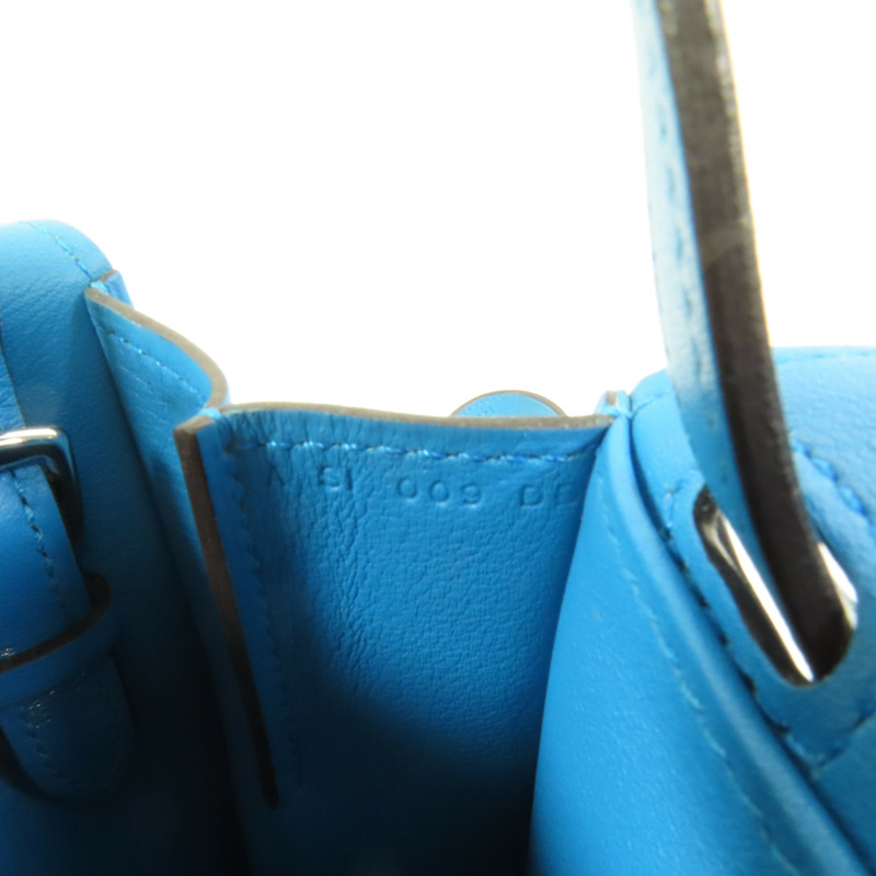 HERMES Swift皮革Mini Halzan銀扣手挽肩背兩用袋Bleu Zanzibar-8