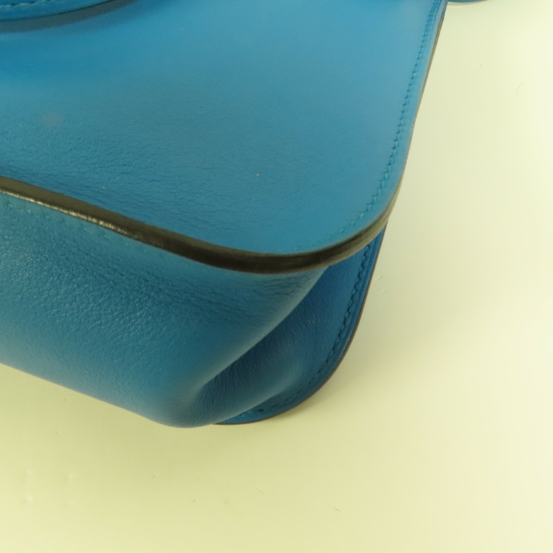 HERMES Swift皮革Mini Halzan銀扣手挽肩背兩用袋Bleu Zanzibar-10