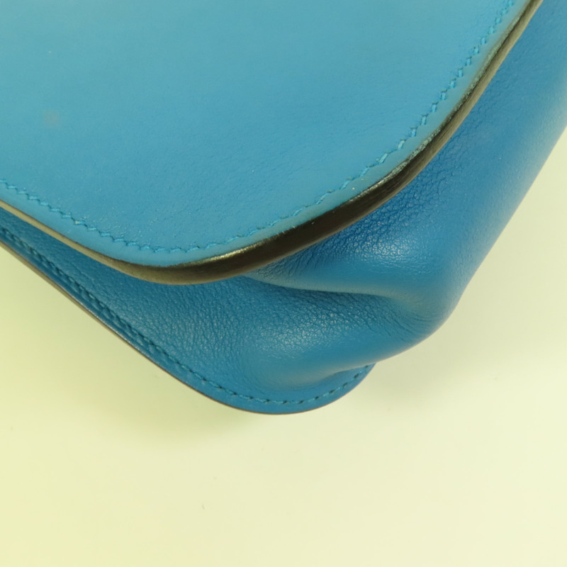 HERMES Swift皮革Mini Halzan銀扣手挽肩背兩用袋Bleu Zanzibar-11