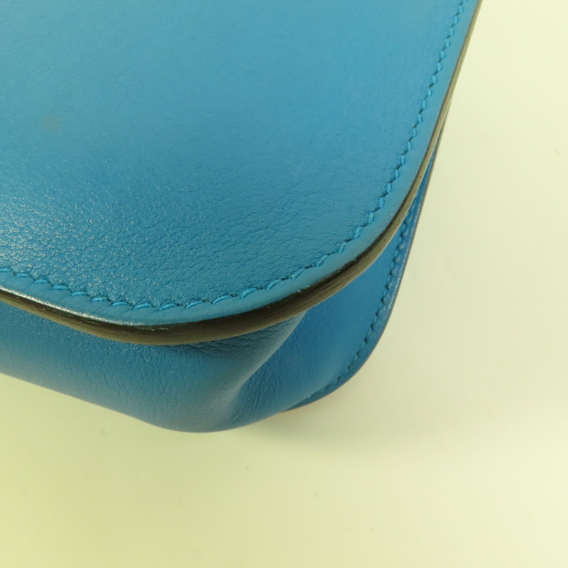HERMES Swift皮革Mini Halzan銀扣手挽肩背兩用袋Bleu Zanzibar-12