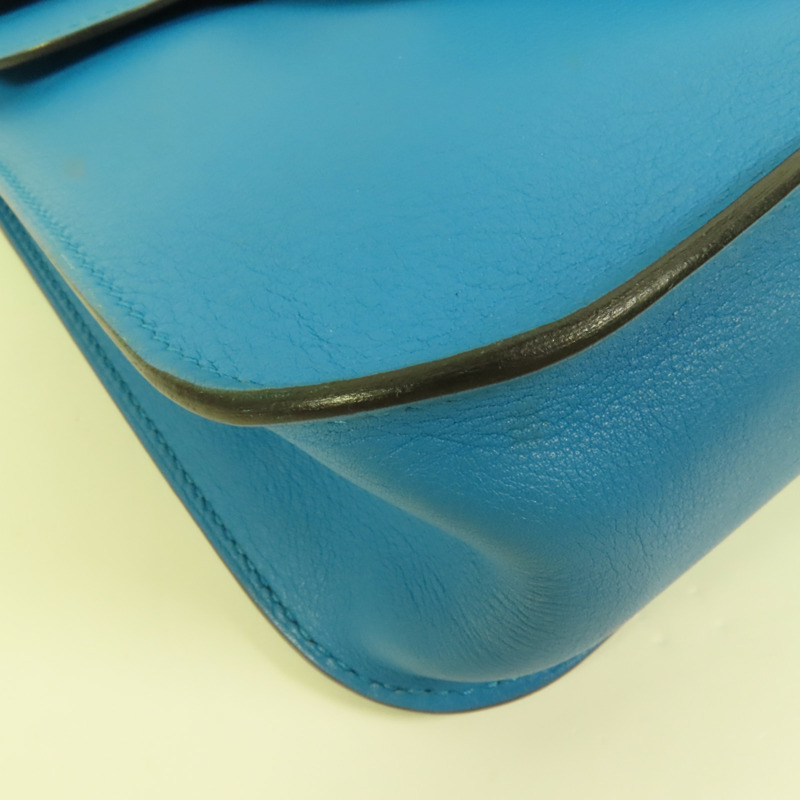 HERMES Swift皮革Mini Halzan銀扣手挽肩背兩用袋Bleu Zanzibar-13