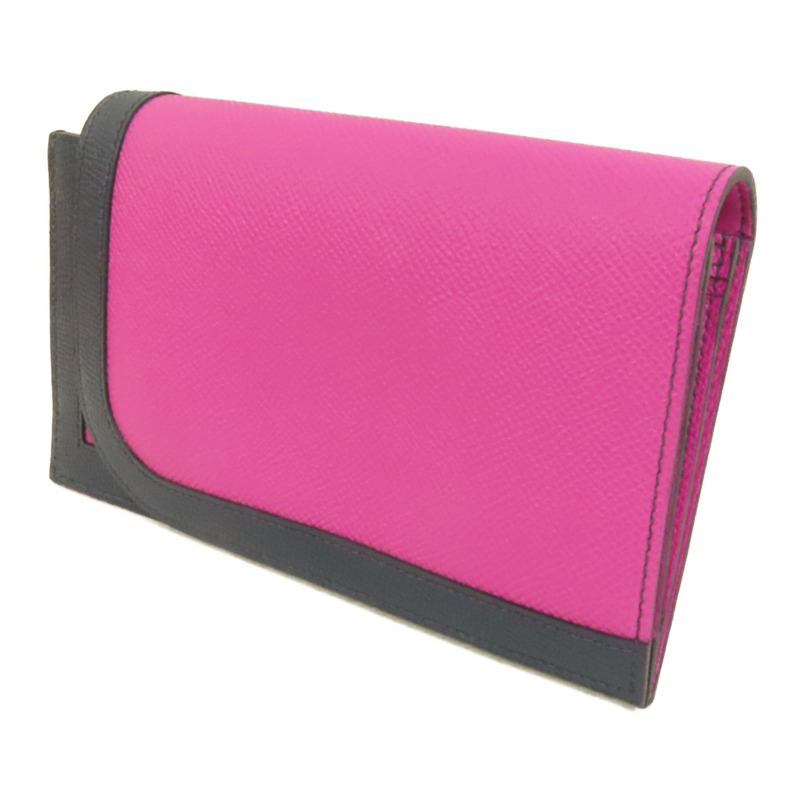 HERMES Epsom皮革Camail Long Wallet銀扣長錢包Magnolia-2