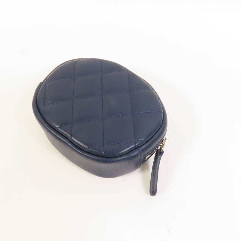 CHANEL 羊皮皮革Coin Case銀扣零錢包-5