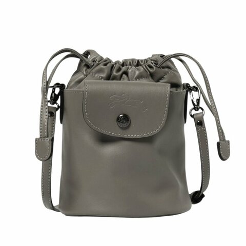 【LONGCHAMP】Le Pliage Xtra XS 牛皮 肩背包 斜背包 水桶包 灰色 斑鳩色 10317987P55