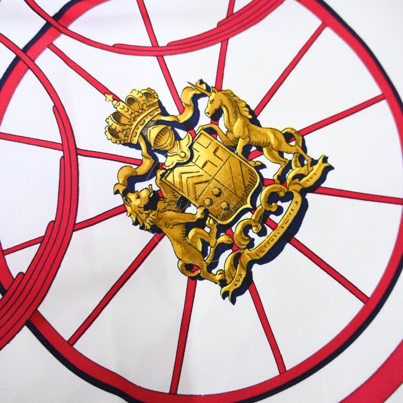 中古 愛馬仕 Hermès Springs 春日系列 馬車 真絲 絲巾-21