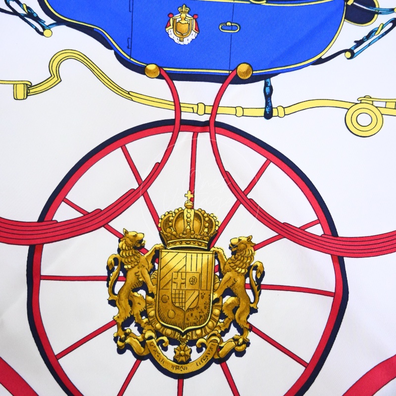 中古 愛馬仕 Hermès Springs 春日系列 馬車 真絲 絲巾-33