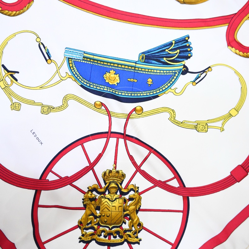 中古 愛馬仕 Hermès Springs 春日系列 馬車 真絲 絲巾-35