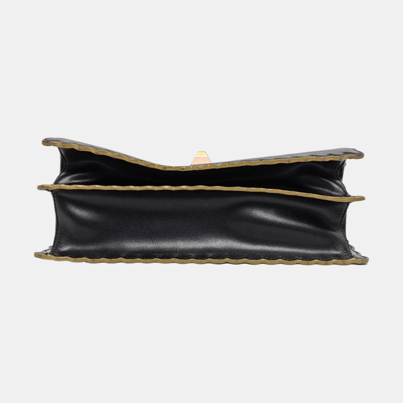 FENDI Kan I中號黑色牛皮單肩包斜挎包手提包金色五金2條可拆卸肩帶-5