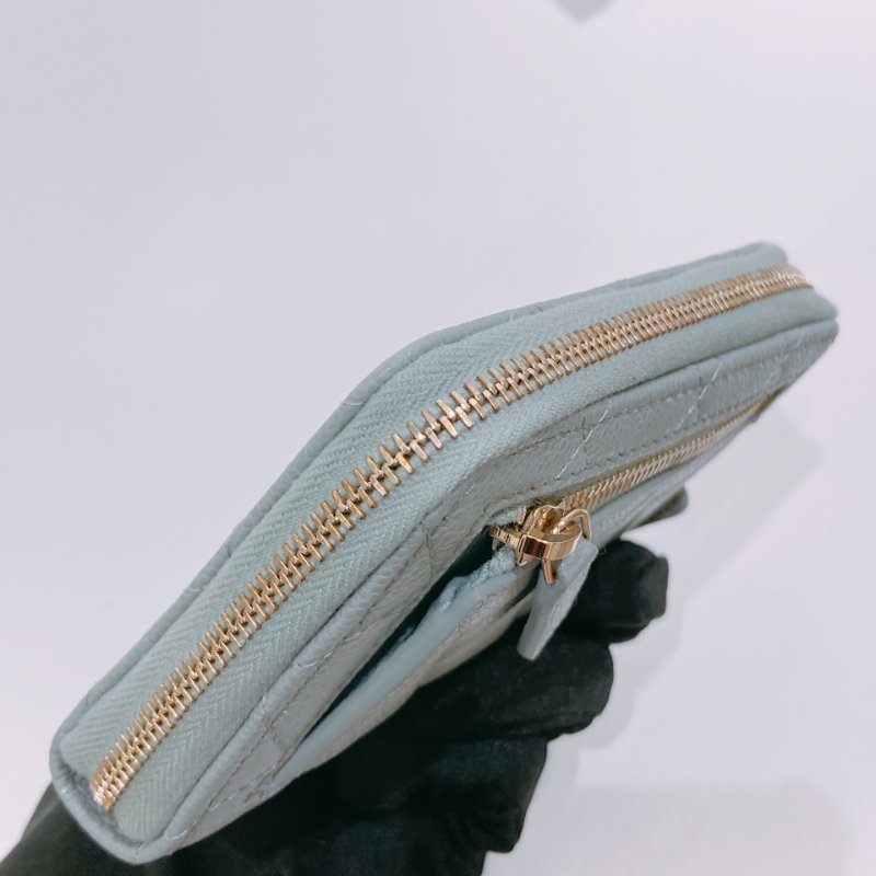 TW4660 Chanel 香奈兒 新款 拉鏈短錢包 灰綠色 荔枝皮Classic Zipper Wallet-9