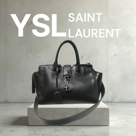 ‼️年前限時特賣‼️（原31800）至1/25⏰㊣✨YSL✨SAINT LAURENT 聖羅蘭 黑色 拼接 壓紋 鱷魚紋 烤漆 兩用 醫生包 手提包 肩背包包/二手精品/保證正品🌳二手樹屋🌳