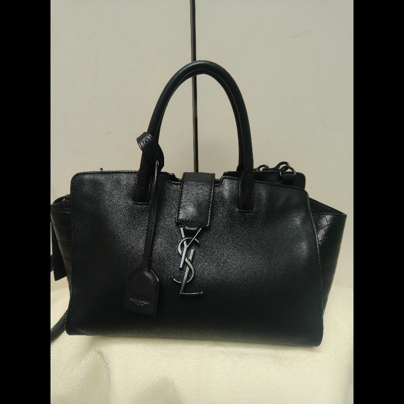 ‼️年前限時特賣‼️（原31800）至1/25⏰㊣✨YSL✨SAINT LAURENT 聖羅蘭 黑色 拼接 壓紋 鱷魚紋 烤漆 兩用 醫生包 手提包 肩背包包/二手精品/保證正品🌳二手樹屋🌳-1