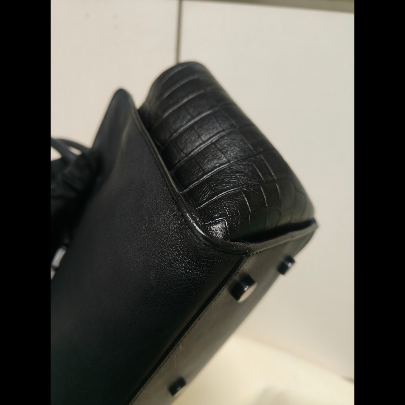 ‼️年前限時特賣‼️（原31800）至1/25⏰㊣✨YSL✨SAINT LAURENT 聖羅蘭 黑色 拼接 壓紋 鱷魚紋 烤漆 兩用 醫生包 手提包 肩背包包/二手精品/保證正品🌳二手樹屋🌳-9