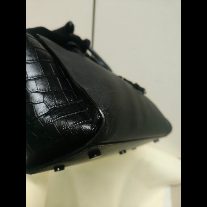 ‼️年前限時特賣‼️（原31800）至1/25⏰㊣✨YSL✨SAINT LAURENT 聖羅蘭 黑色 拼接 壓紋 鱷魚紋 烤漆 兩用 醫生包 手提包 肩背包包/二手精品/保證正品🌳二手樹屋🌳-12