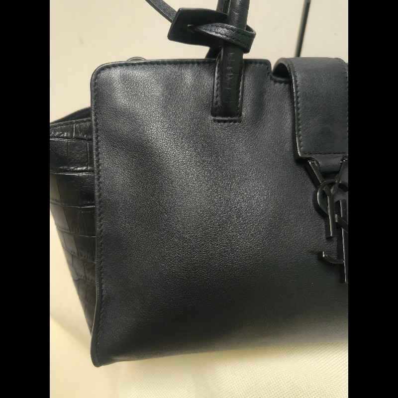 ‼️年前限時特賣‼️（原31800）至1/25⏰㊣✨YSL✨SAINT LAURENT 聖羅蘭 黑色 拼接 壓紋 鱷魚紋 烤漆 兩用 醫生包 手提包 肩背包包/二手精品/保證正品🌳二手樹屋🌳-14