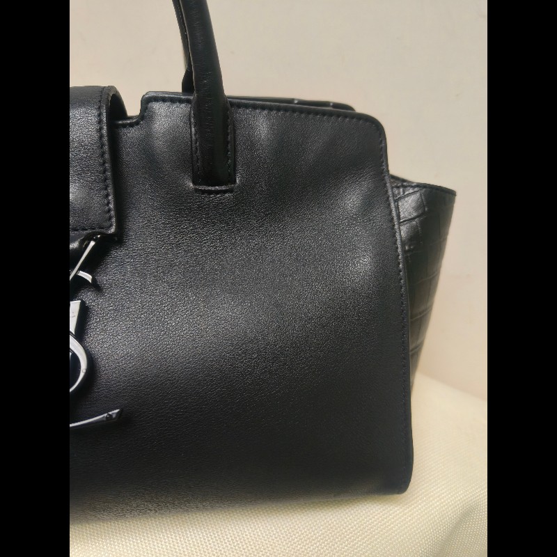 ‼️年前限時特賣‼️（原31800）至1/25⏰㊣✨YSL✨SAINT LAURENT 聖羅蘭 黑色 拼接 壓紋 鱷魚紋 烤漆 兩用 醫生包 手提包 肩背包包/二手精品/保證正品🌳二手樹屋🌳-15