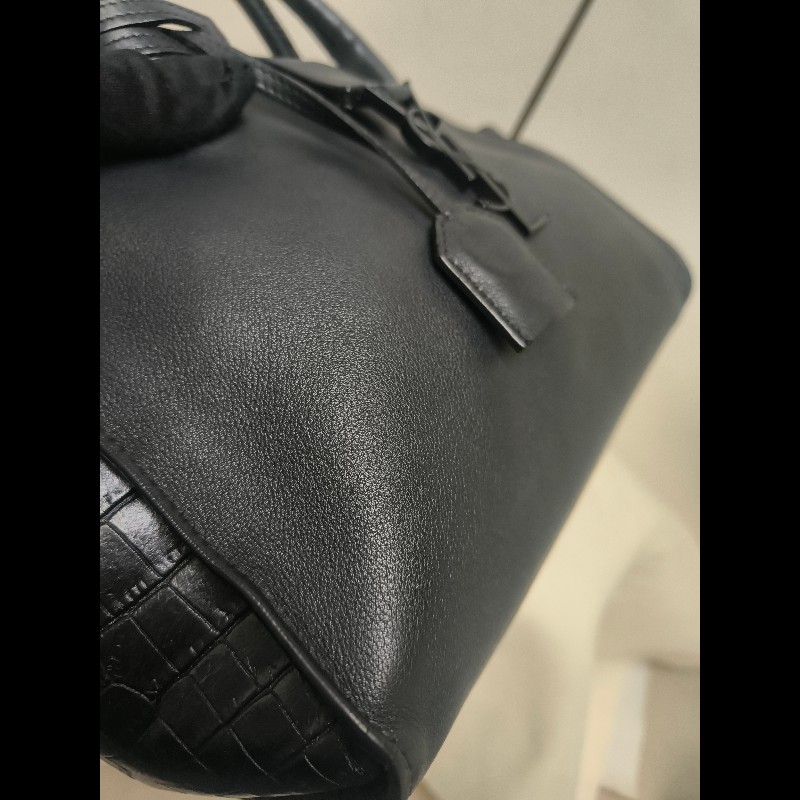 ‼️年前限時特賣‼️（原31800）至1/25⏰㊣✨YSL✨SAINT LAURENT 聖羅蘭 黑色 拼接 壓紋 鱷魚紋 烤漆 兩用 醫生包 手提包 肩背包包/二手精品/保證正品🌳二手樹屋🌳-63