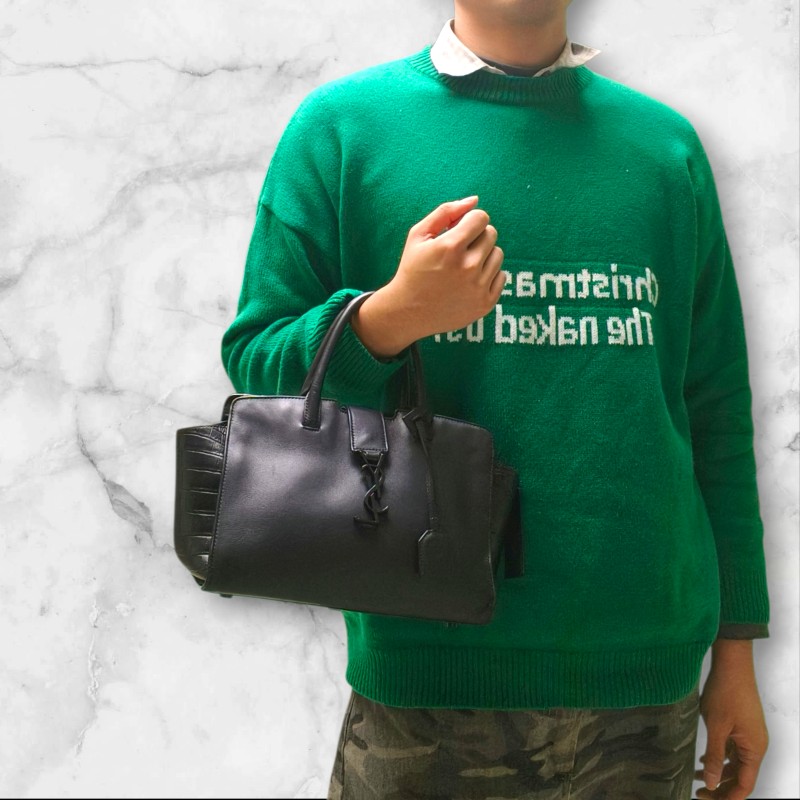 ‼️年前限時特賣‼️（原31800）至1/25⏰㊣✨YSL✨SAINT LAURENT 聖羅蘭 黑色 拼接 壓紋 鱷魚紋 烤漆 兩用 醫生包 手提包 肩背包包/二手精品/保證正品🌳二手樹屋🌳-67