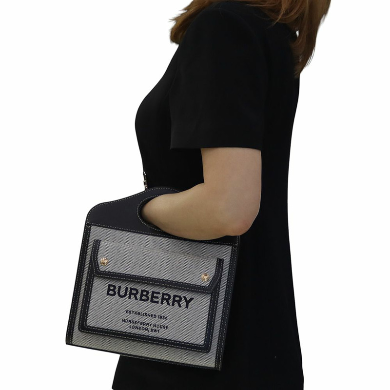 【包稅】BURBERRY 帆布雙色口袋迷你斜背包 8032437-8