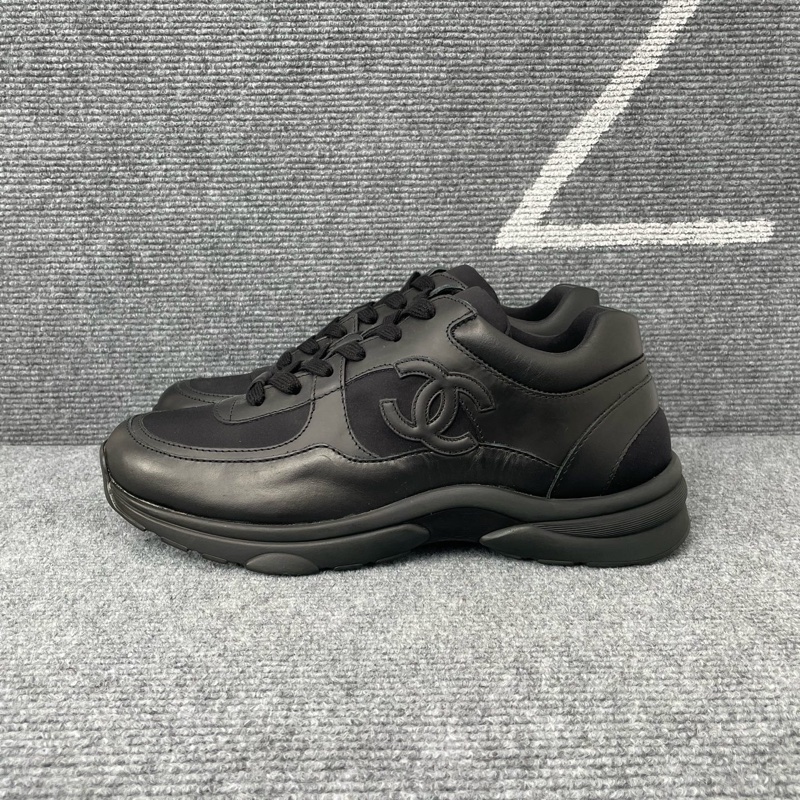 98新CHANEL香奈兒黑色皮面網面運動鞋 41碼無附件一-0