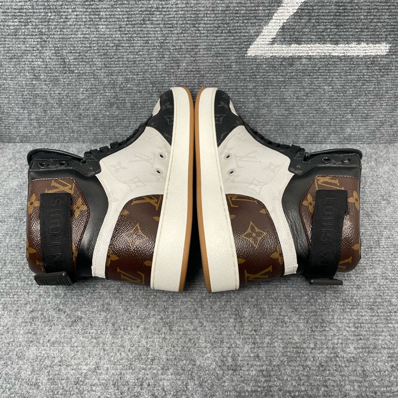 97新LV 路易威登 黑白棕三色老花高幫板鞋41.5無附件一-3