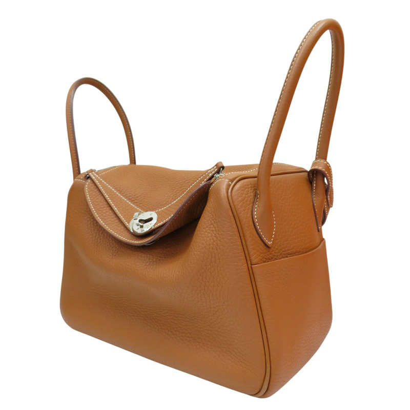 金棕色 Clemence 牛皮 Lindy 26 肩背包 Z刻 銀扣【HERMES 愛馬仕】 H073428CK37-2