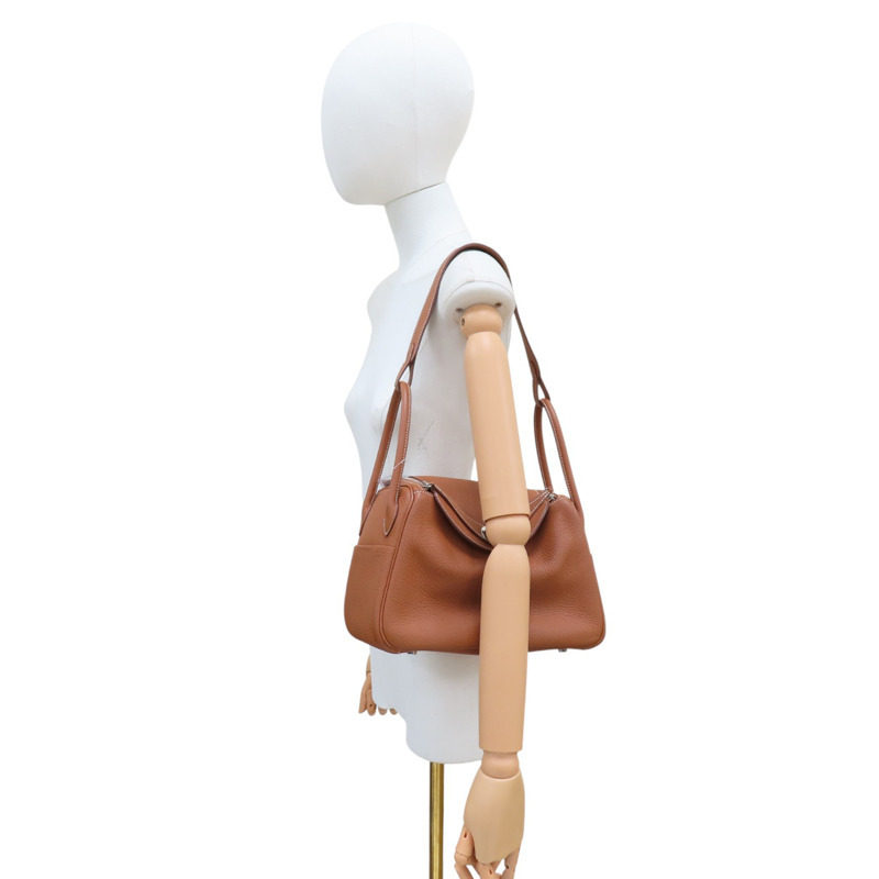 金棕色 Clemence 牛皮 Lindy 26 肩背包 Z刻 銀扣【HERMES 愛馬仕】 H073428CK37-7
