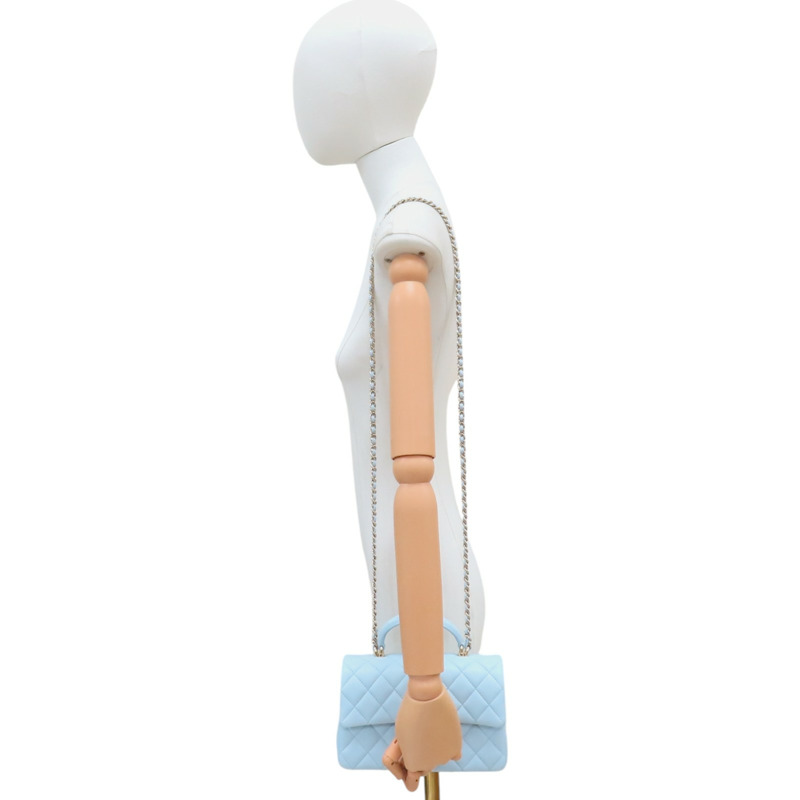 藍色 菱格紋 羊皮 Mini Coco Handle 鍊帶 兩用包 AS2431【CHANEL 香奈兒】 AS2431-11