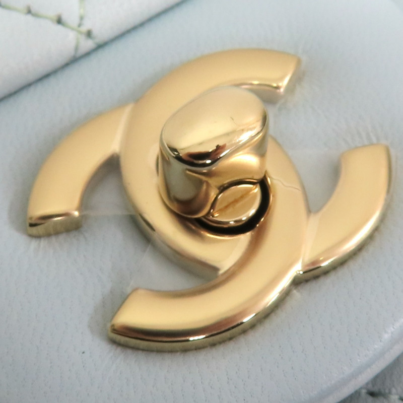 藍色 菱格紋 羊皮 Mini Coco Handle 鍊帶 兩用包 AS2431【CHANEL 香奈兒】 AS2431-16