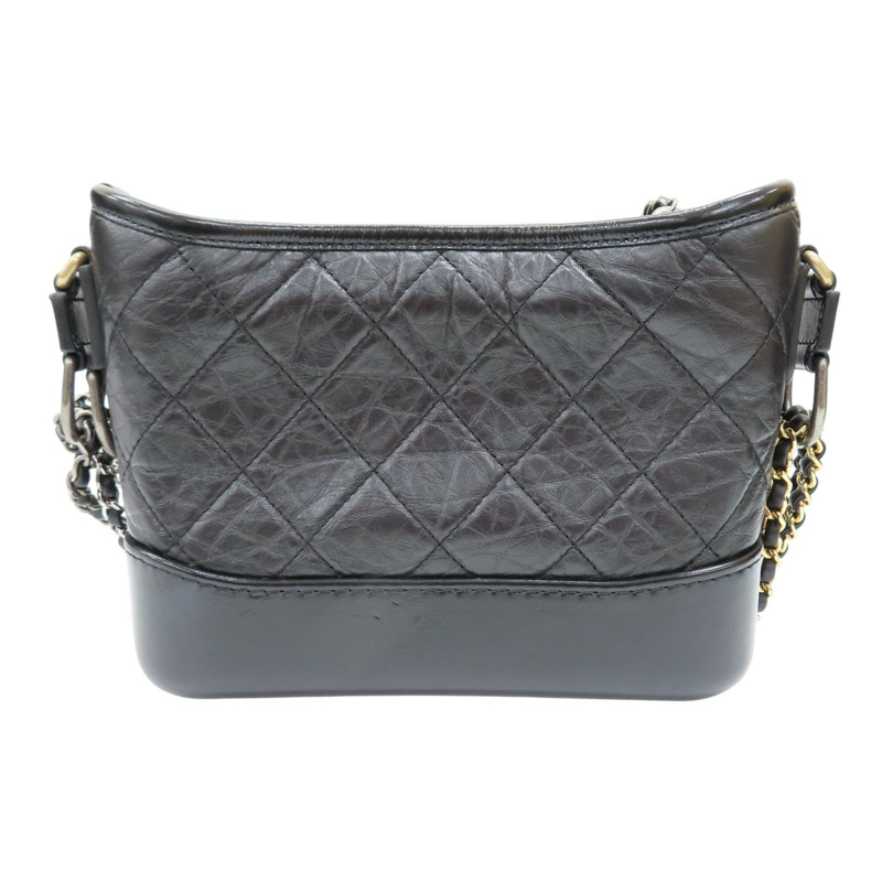 黑色 菱格紋 牛皮 Gabrielle Hobo 流浪包 鏈帶 肩背包【CHANEL 香奈兒】 A91810-1