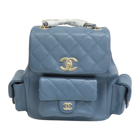 藍色 荔枝紋 牛皮 23K Duma 後背包 AS4398【CHANEL 香奈兒】 AS4398