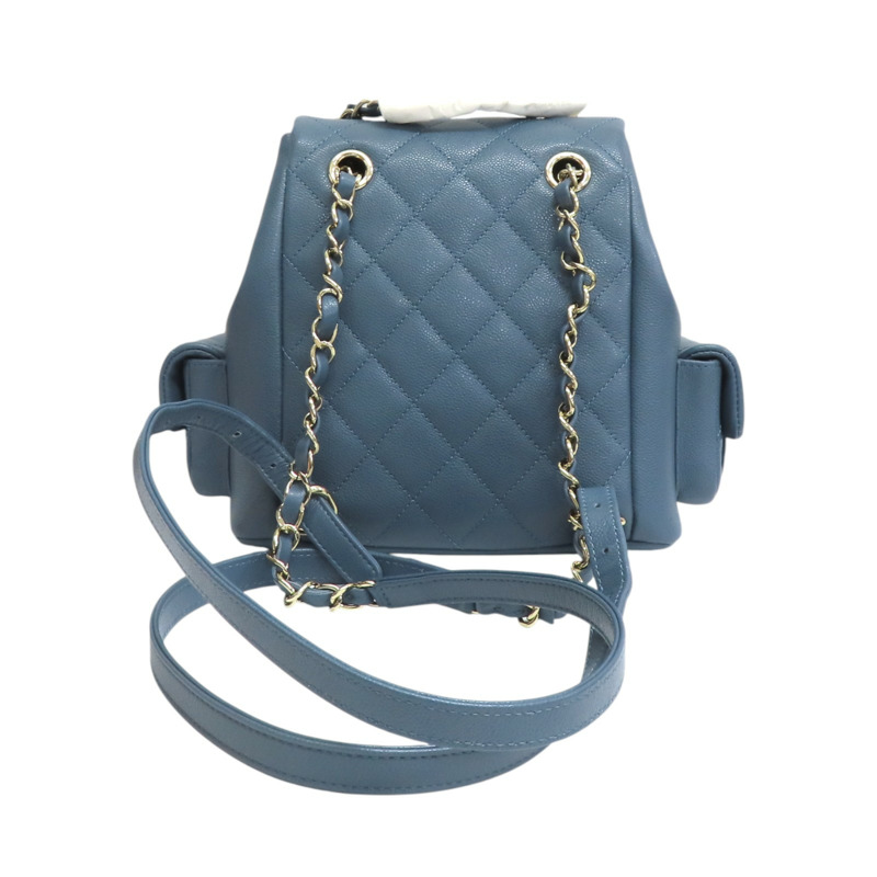 藍色 荔枝紋 牛皮 23K Duma 後背包 AS4398【CHANEL 香奈兒】 AS4398-1
