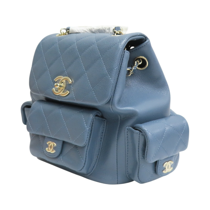 藍色 荔枝紋 牛皮 23K Duma 後背包 AS4398【CHANEL 香奈兒】 AS4398-2
