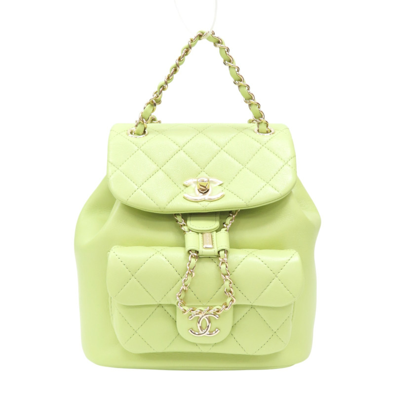 牛油果綠色 羊皮 23C Duma 後背包【CHANEL 香奈兒】 AS2908-0