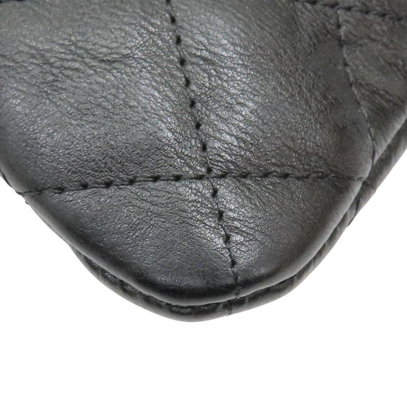 黑色 菱格紋 牛皮 手拿包【CHANEL 香奈兒】-12