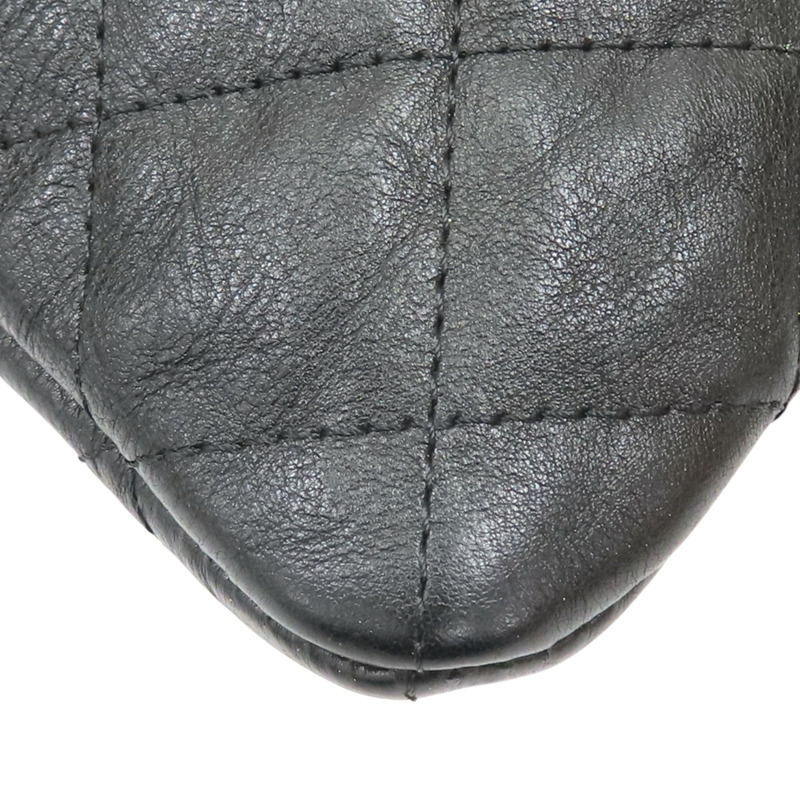 黑色 菱格紋 牛皮 手拿包【CHANEL 香奈兒】-13