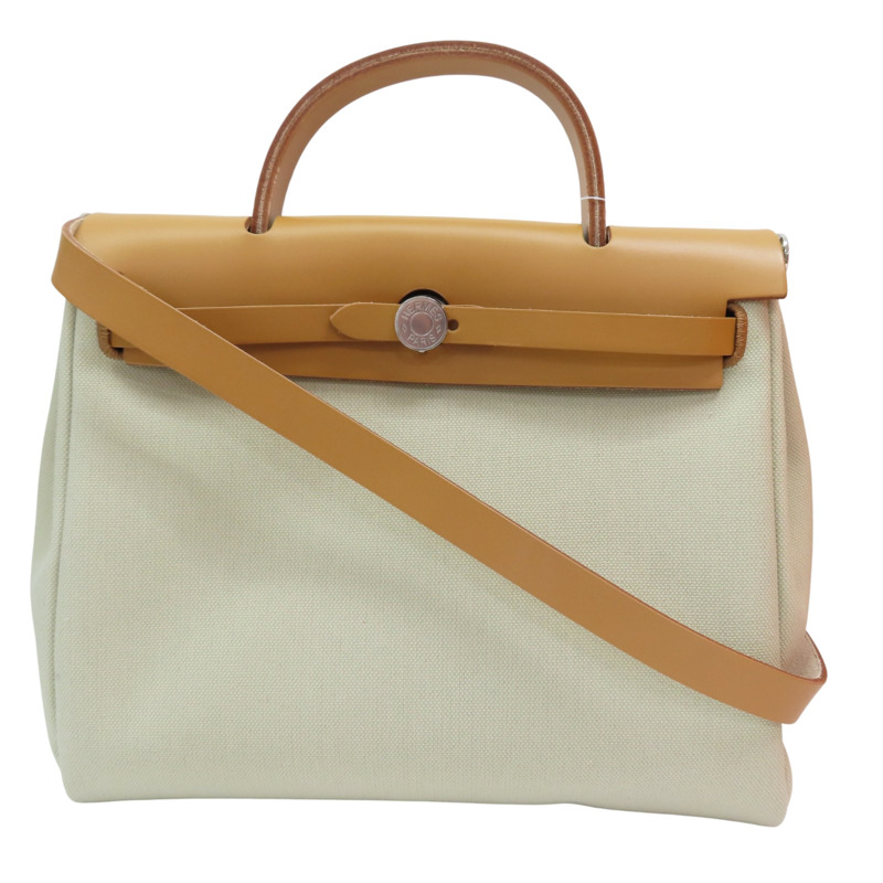 米色帆布 棕色牛皮 Herbag Zip 31 肩背包 W刻【HERMES 愛馬仕】-0