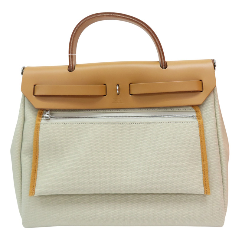 米色帆布 棕色牛皮 Herbag Zip 31 肩背包 W刻【HERMES 愛馬仕】-1