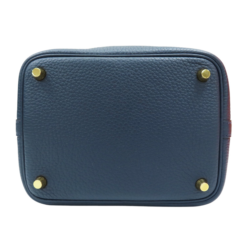 普魯士藍 Taurillon牛皮 Picotin Lock 18 手提包 U刻 金扣【HERMES 愛馬仕】 U刻/Blue De Prusse-3