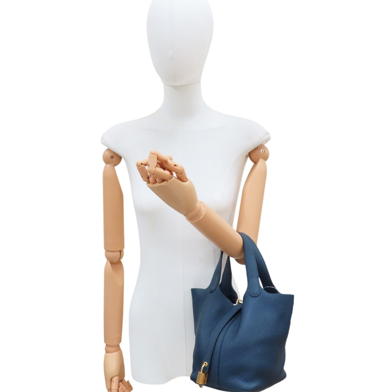 普魯士藍 Taurillon牛皮 Picotin Lock 18 手提包 U刻 金扣【HERMES 愛馬仕】 U刻/Blue De Prusse-7