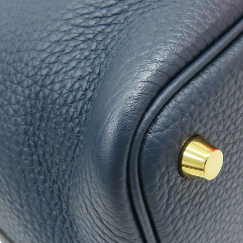 普魯士藍 Taurillon牛皮 Picotin Lock 18 手提包 U刻 金扣【HERMES 愛馬仕】 U刻/Blue De Prusse-8