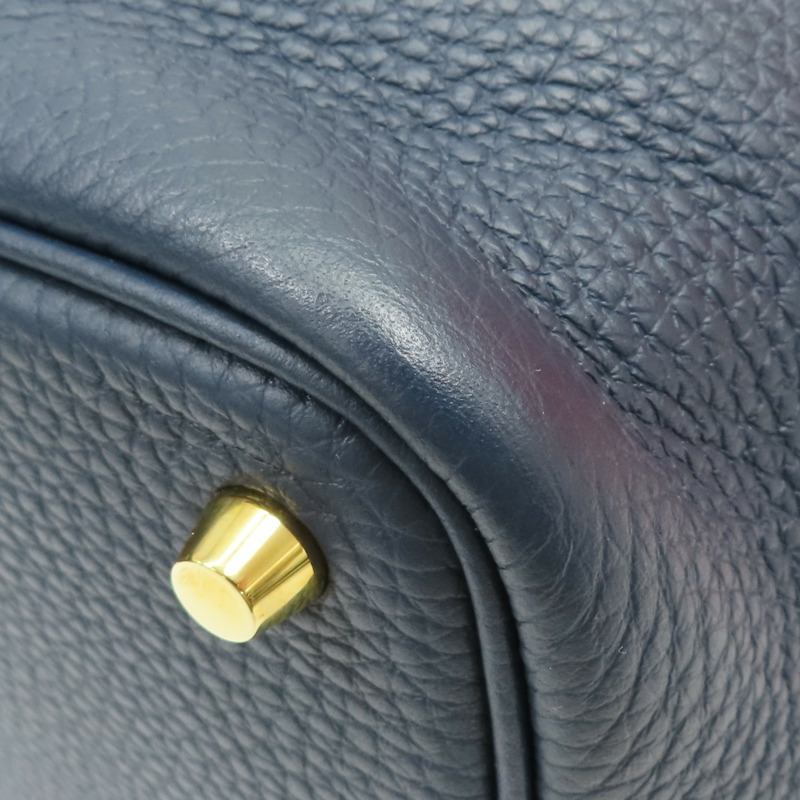 普魯士藍 Taurillon牛皮 Picotin Lock 18 手提包 U刻 金扣【HERMES 愛馬仕】 U刻/Blue De Prusse-9