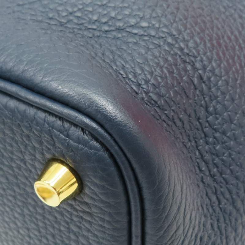 普魯士藍 Taurillon牛皮 Picotin Lock 18 手提包 U刻 金扣【HERMES 愛馬仕】 U刻/Blue De Prusse-11