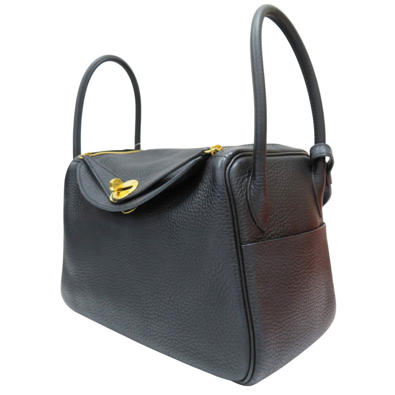 黑色 Clemence牛皮 Lindy 26 肩背包 Z刻 金扣【HERMES 愛馬仕】-2