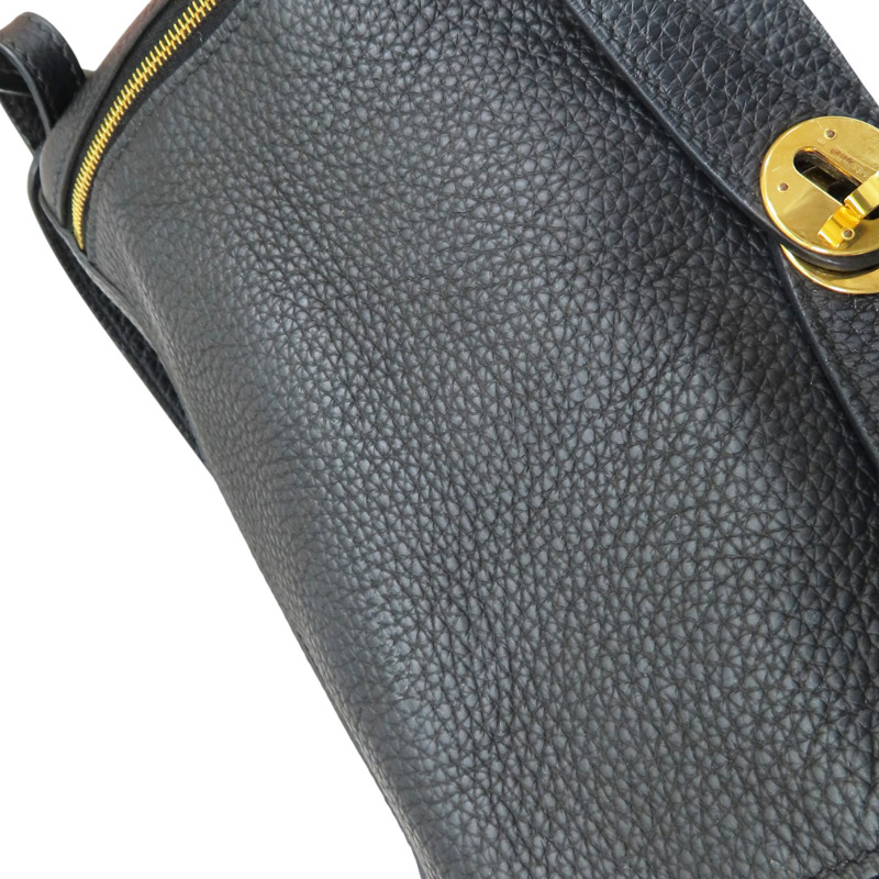 黑色 Clemence牛皮 Lindy 26 肩背包 Z刻 金扣【HERMES 愛馬仕】-13